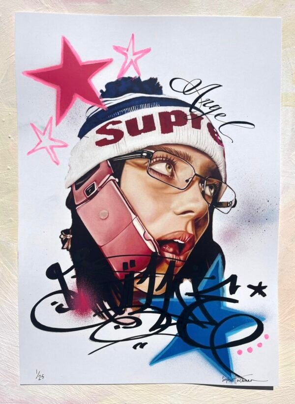 Angel Girl - Hand Embellished Print by Sophie Hackman